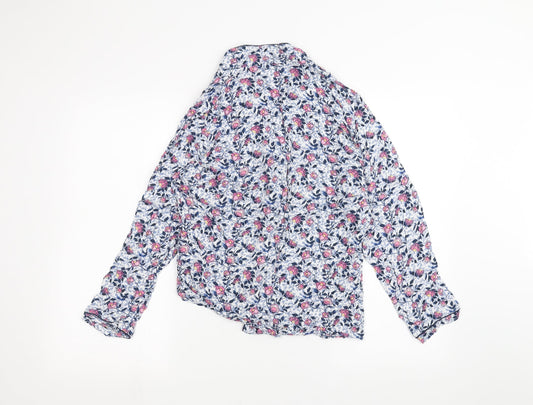 NEXT Womens White Floral Basic Button-Up Size 12