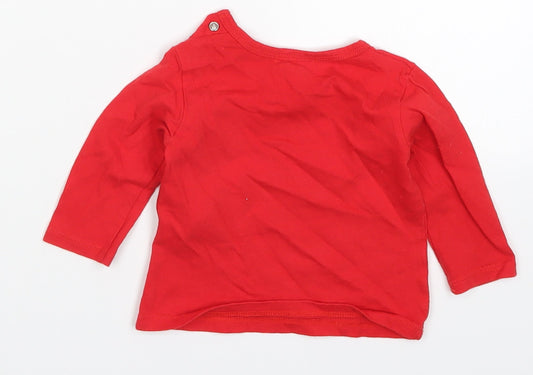 Petit Lem Boys Red Basic T-Shirt Size 3-6 Months - Penguin