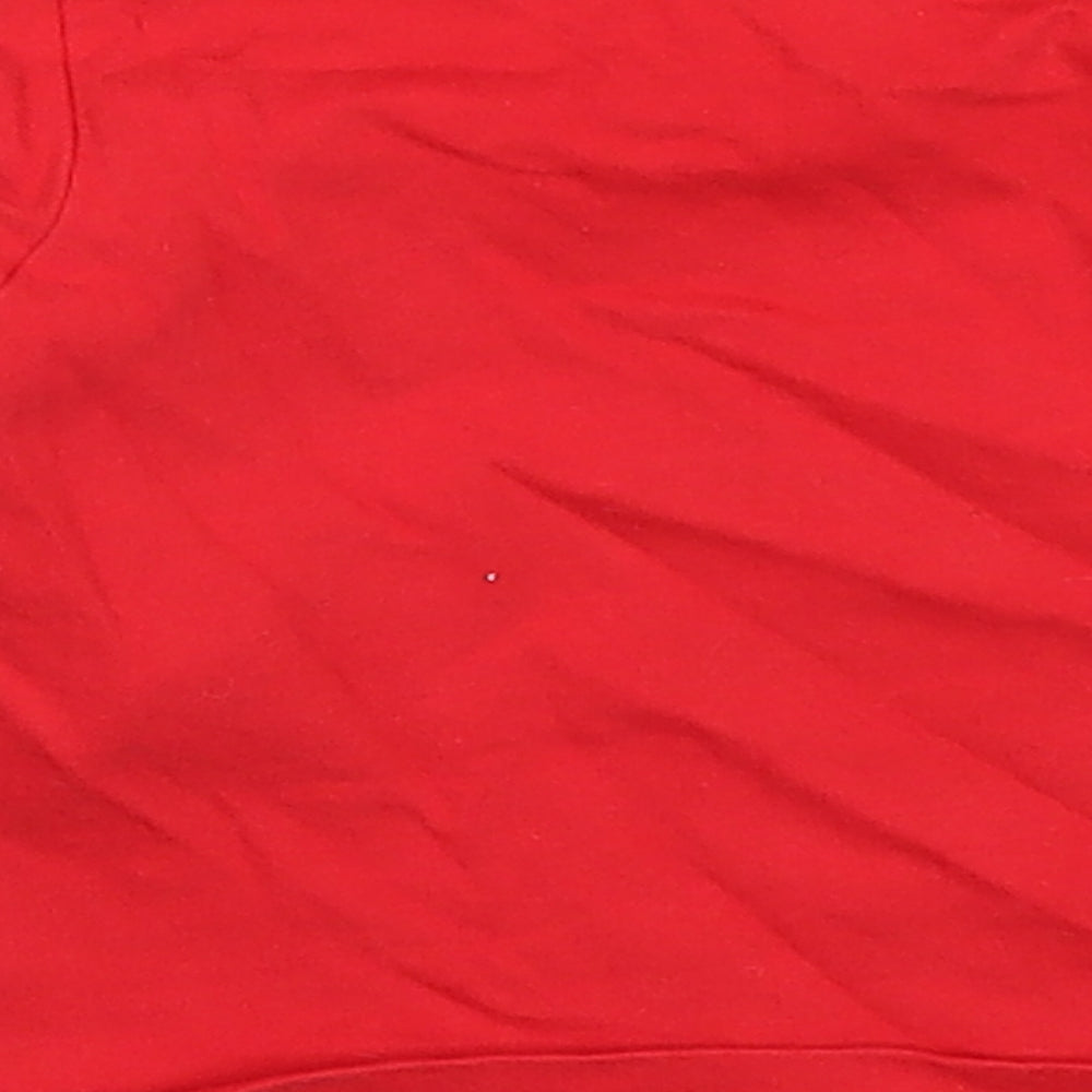 Brand and care label for Petit Lem boys’ red basic t-shirt, size 3-6, months - penguin