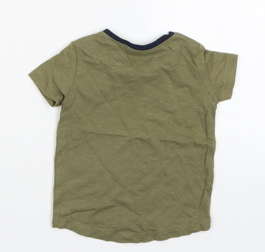 Mext Boys Green Basic T-Shirt Size 3-6 Months - The World is Calling Lets Go