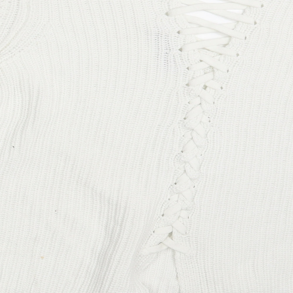 M&S Womens White Cardigan Jumper Size 10