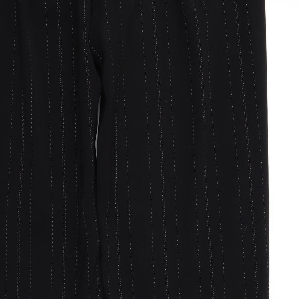 South Womens Black Striped Trousers Size 12 L31 in