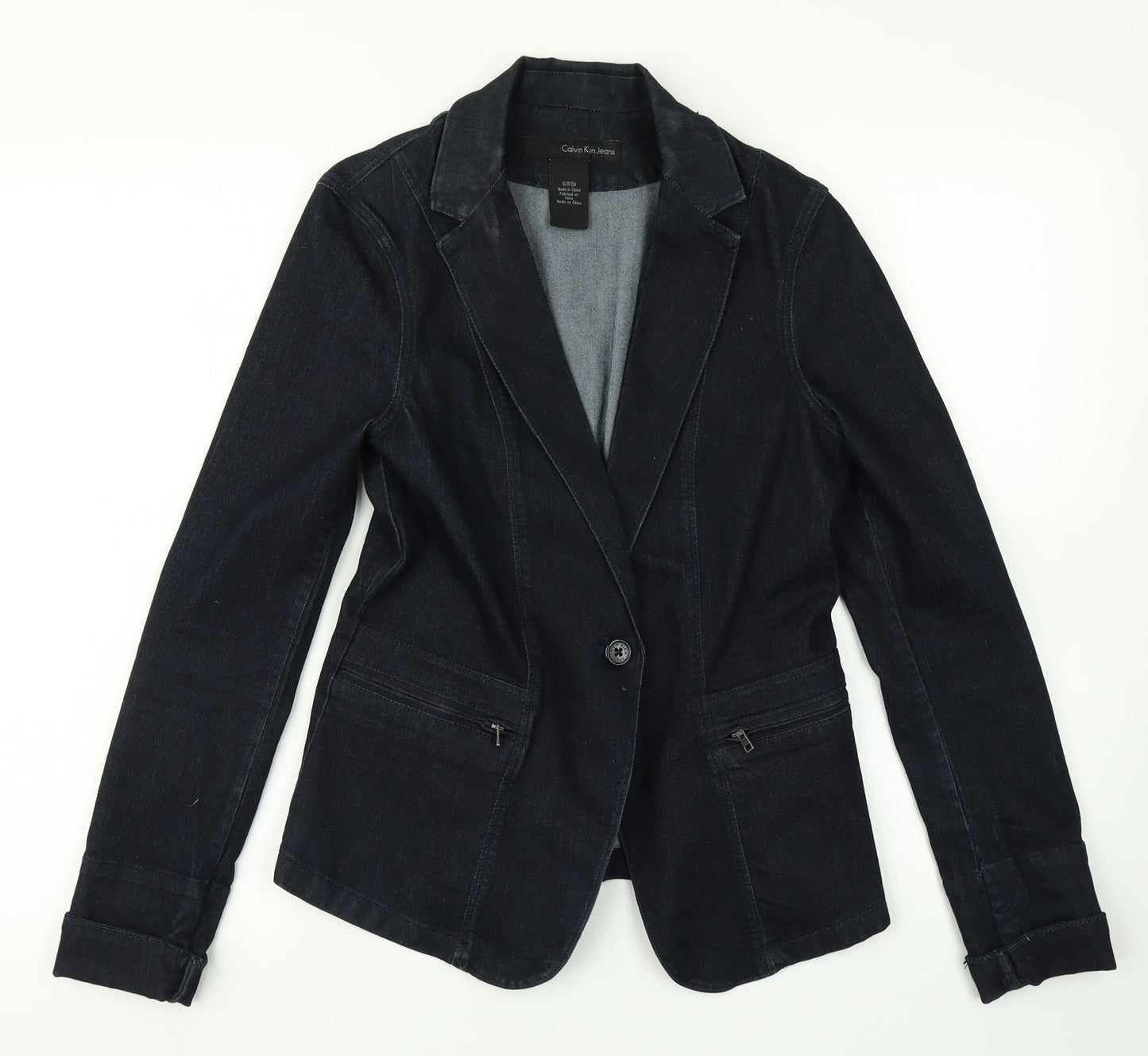 Calvin Klein Jeans Womens Blue  Denim Jacket Blazer Size S