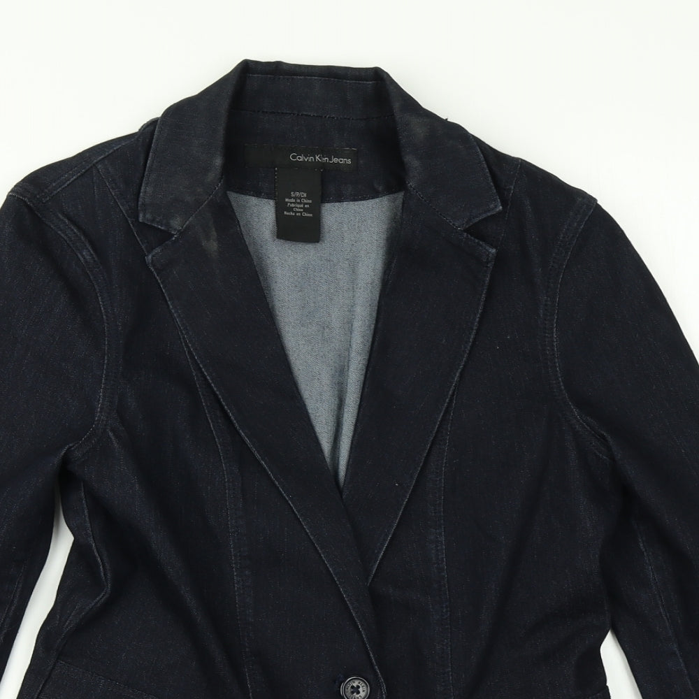 Calvin Klein Jeans Womens Blue  Denim Jacket Blazer Size S