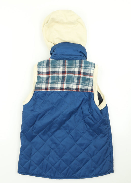 River Islnd Womens Blue Argyle/Diamond Gilet Coat Size 8