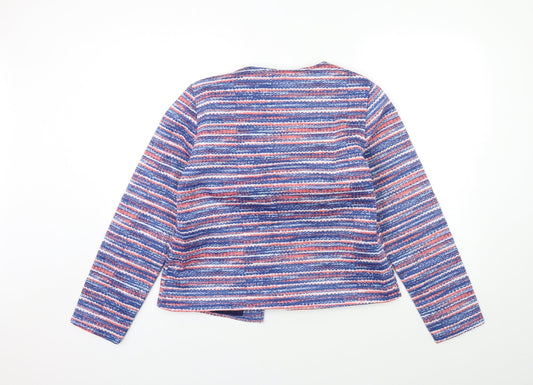 ann de lancay Womens Blue Striped Jacket Coat Size S