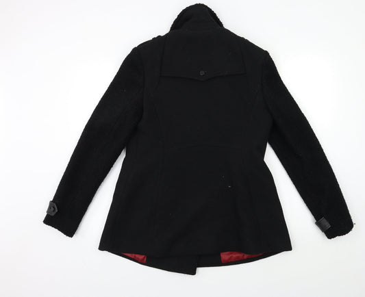 New Look Womens Black Overcoat Coat Size 12