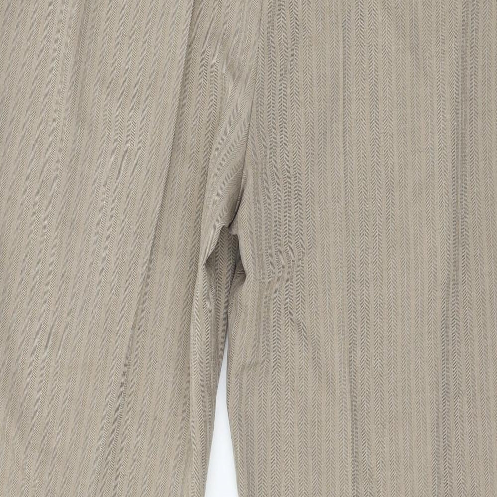Marks and Spencer Womens Brown Striped Trousers Size 18 L29 in