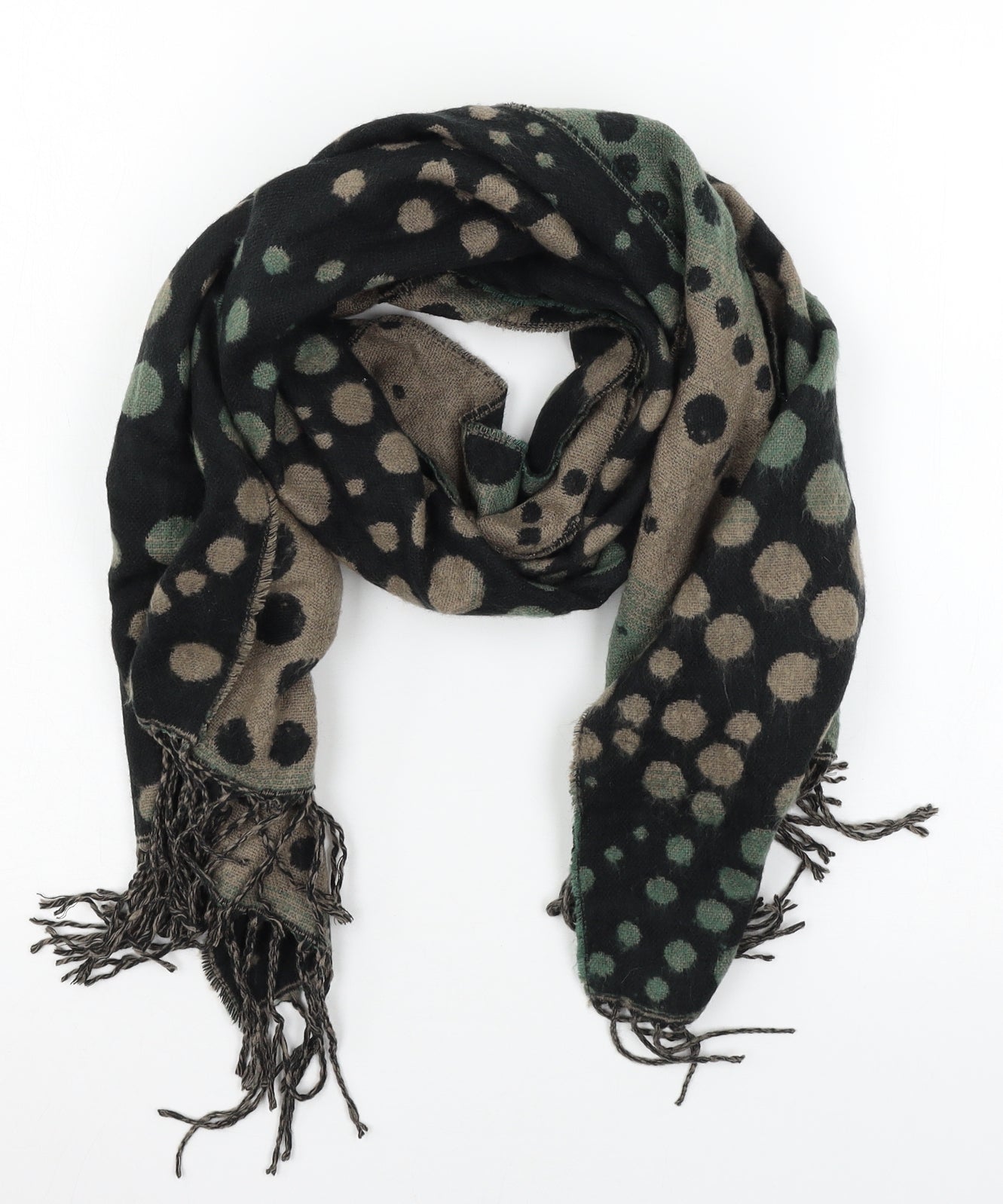 Preworn Womens Blue Polka Dot Knit Scarf