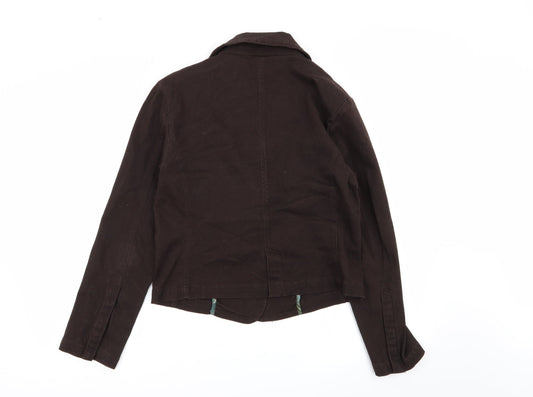evie Womens Brown Jacket Blazer Size 14