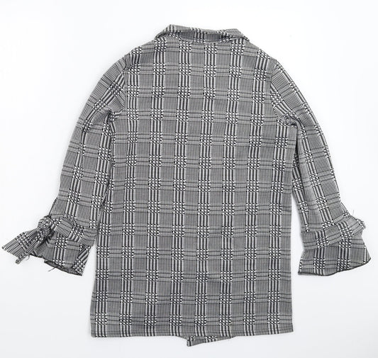 Cameo Womens Grey Houndstooth Jacket Blazer Size 8