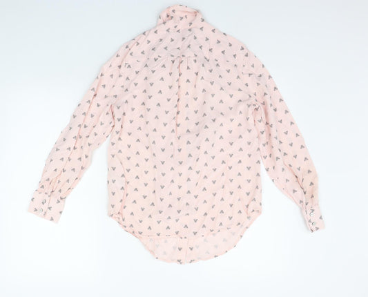 Marks and Spencer Womens Pink Geometric Basic Button-Up Size 10