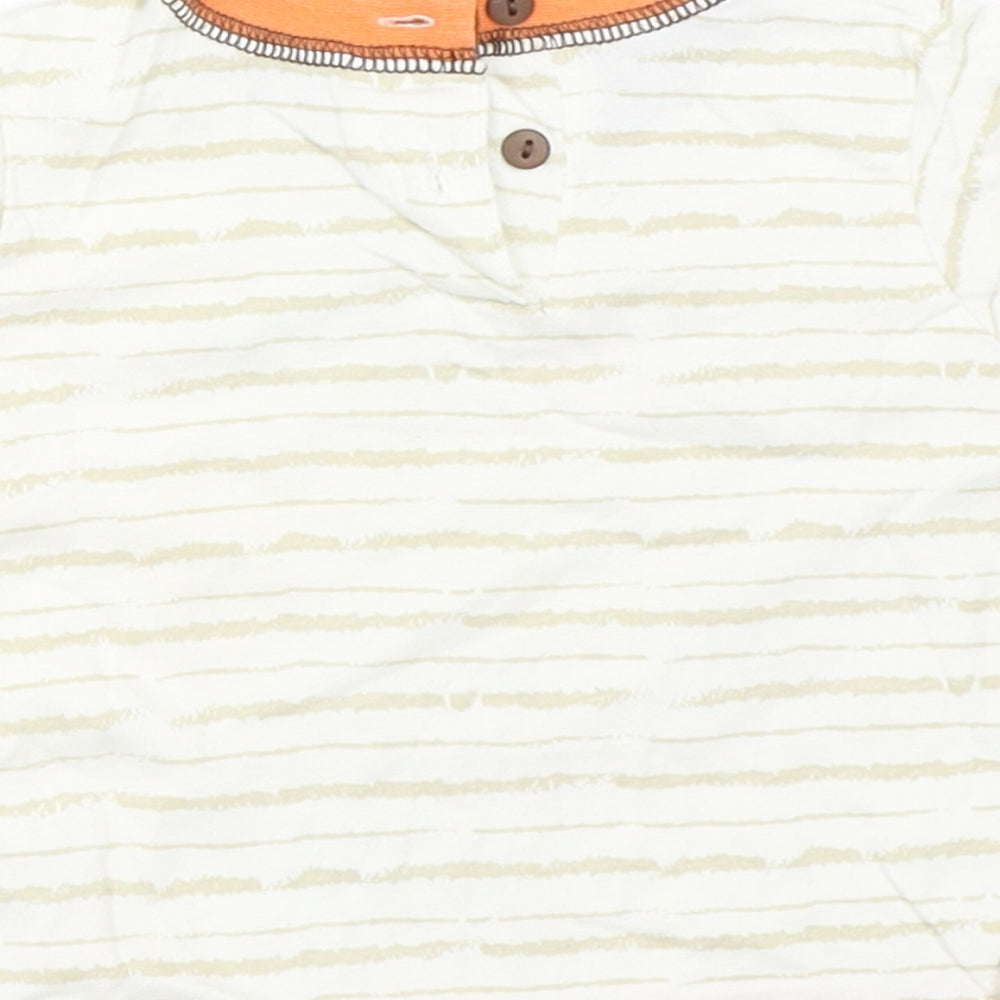 Brand and care label for Matalan boys’ ivory basic t-shirt, size 3-6, months