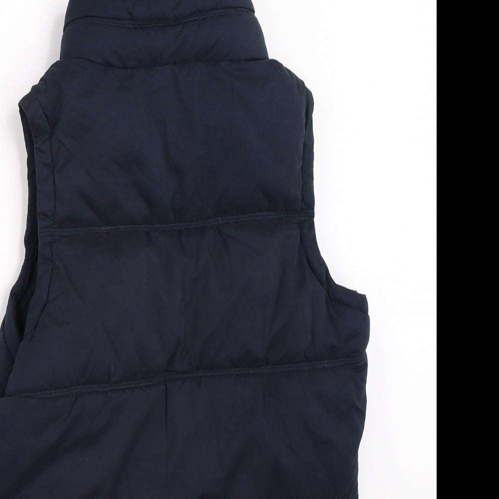Brand and care label for Preworn women’s blue gilet coat, size UK 12, - middlesbrough football club