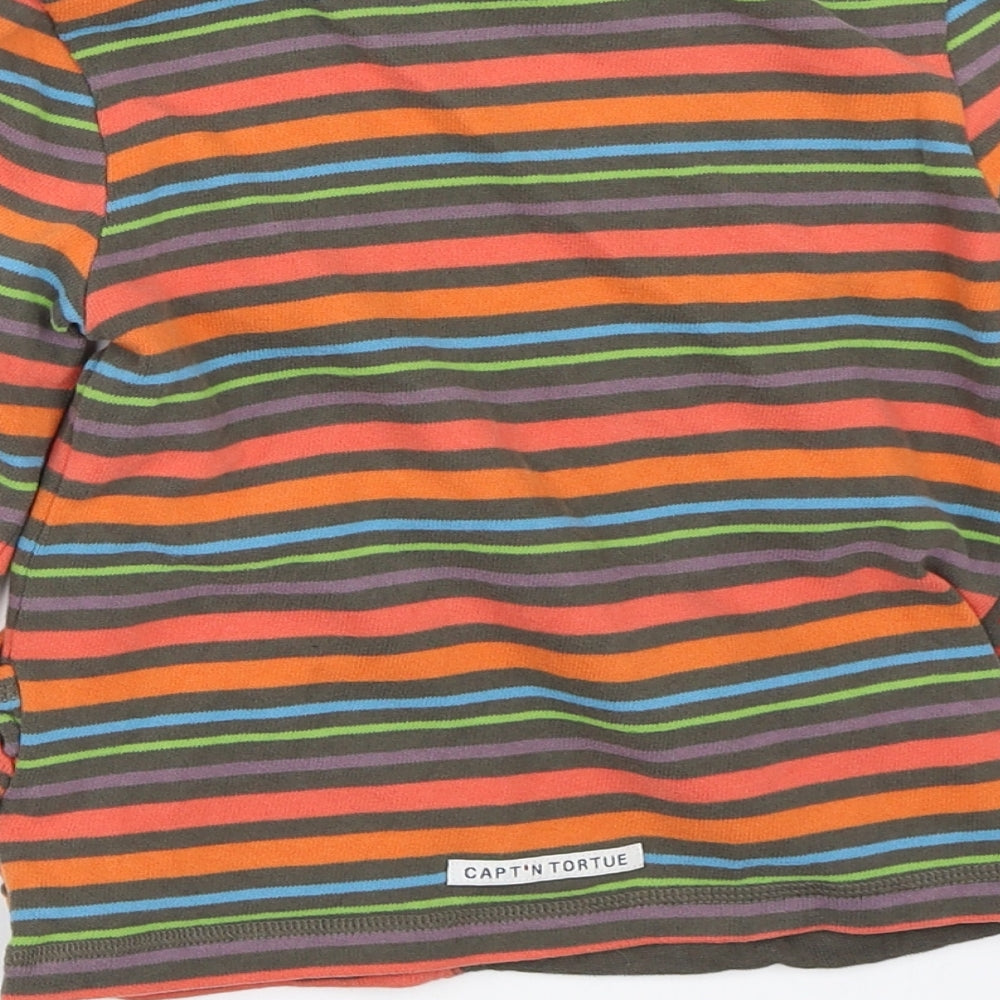 Captn Tortue Girls Green Striped Pullover Jumper Size 6 Years