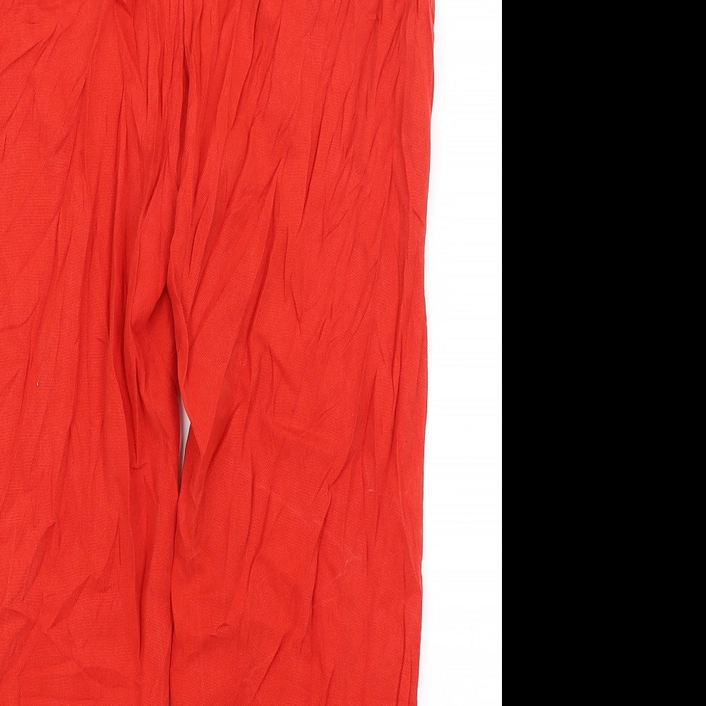 Zara Womens Red Cropped Trousers Size XS L22 in