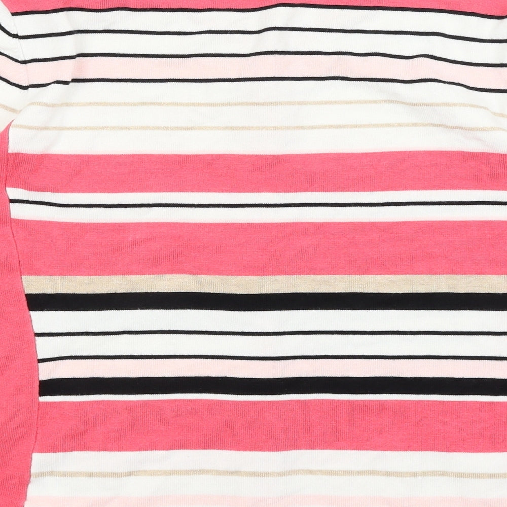 Micha Womens Pink Striped Cardigan Jumper Size L