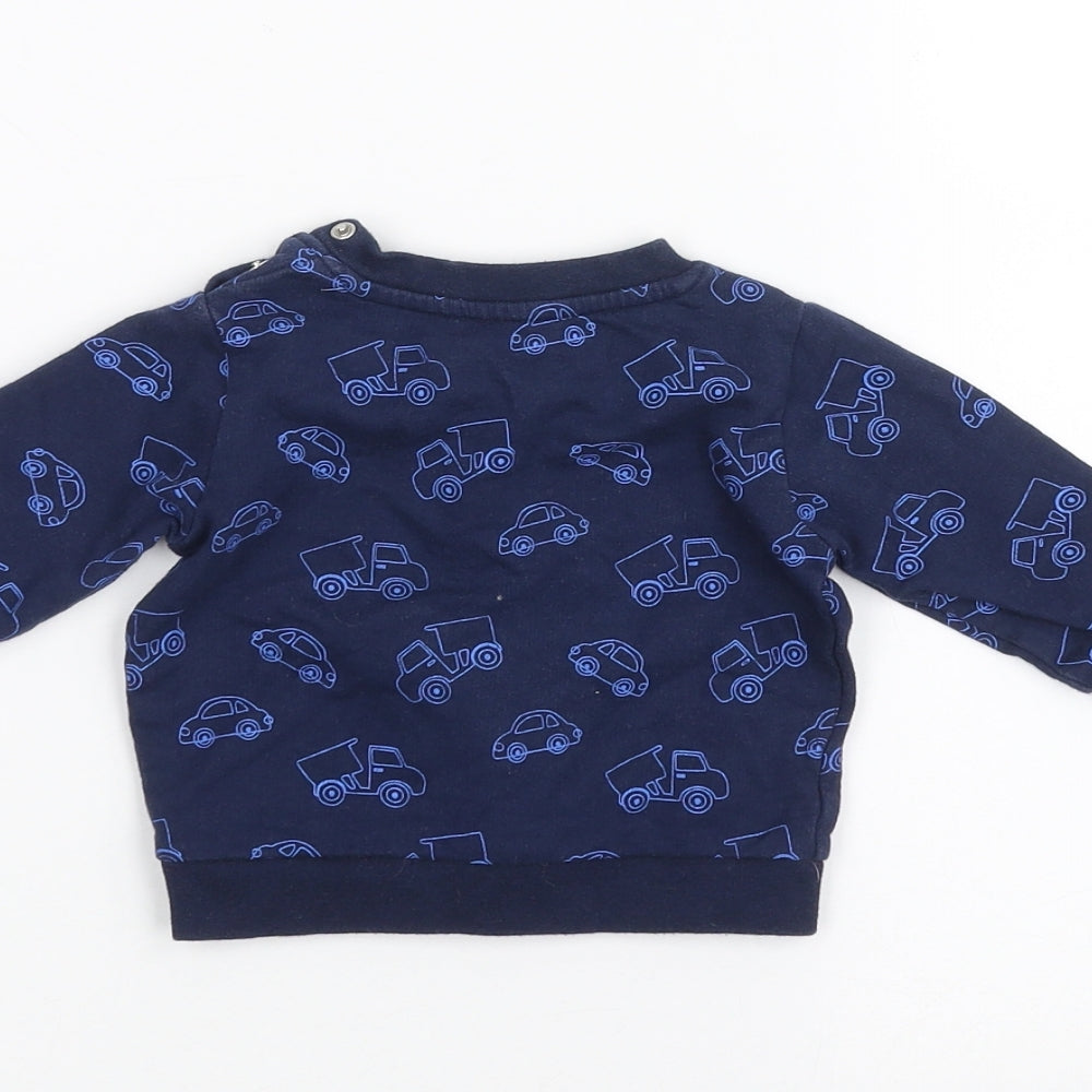 Brand and care label for Peacocks Baby Blue jumper, size 0-3, Months