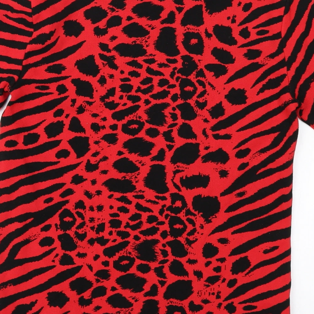 NEXT Womens Red Animal Print Pullover Jumper Size 10