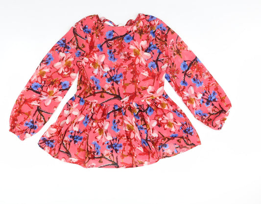 sera Womens Pink Floral Basic Blouse Size S