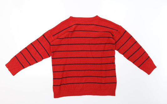 Marks and Spencer Womens Red Striped Knit Pullover Sweatshirt Size 10