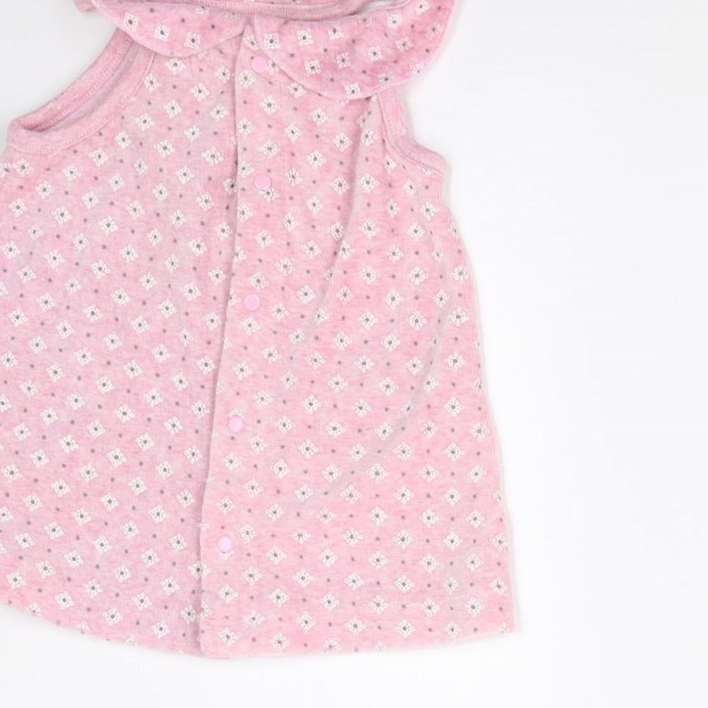 Kanz Girls Pink Geometric Pinafore/Dungaree Dress Size 3-6 Months
