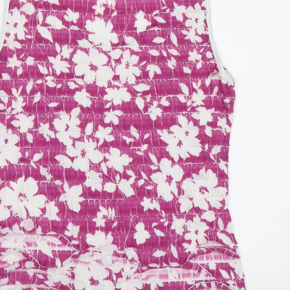 Soon Womens Purple Floral Basic Tank Size 14