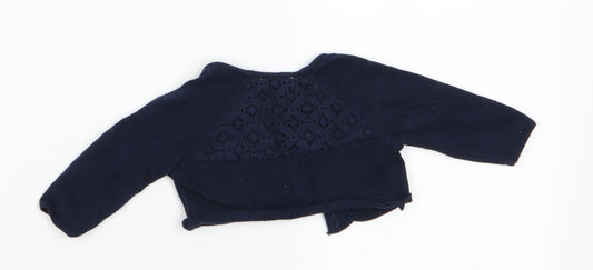 NEXT Girls Blue Cardigan Jumper - Lace Back Panel