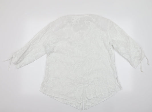 New Jersey Womens White Floral Basic Blouse Size M