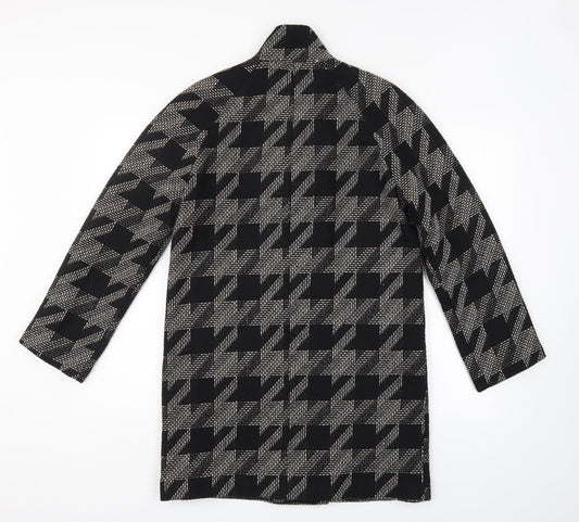 F&F Womens Black Geometric Overcoat Coat Size 10