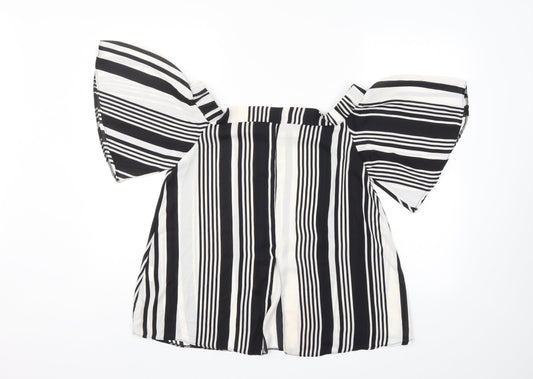 Prague Womens Multicoloured Striped Basic Blouse Size M