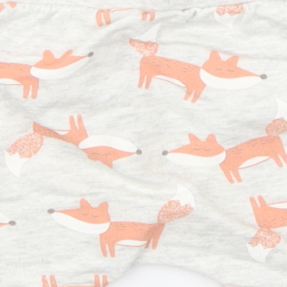 Brand and care label for Preworn girls’ grey animal print cropped trousers, size 9, months - fox print