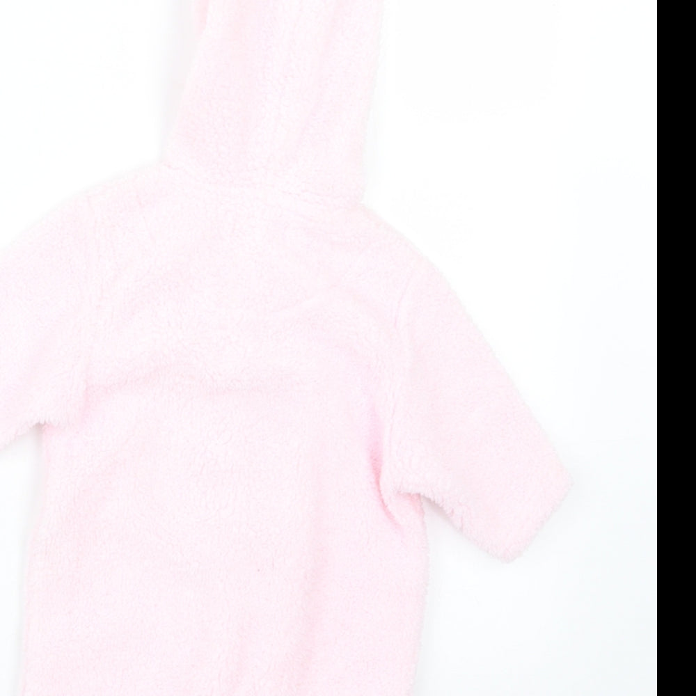 Brand and care label for Early Days girls’ pink geometric babydoll one piece, size 0-3, months