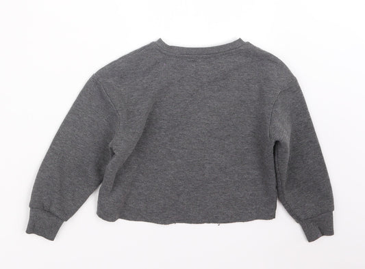 M&Co Girls Grey Pullover Jumper Size 5-6 Years