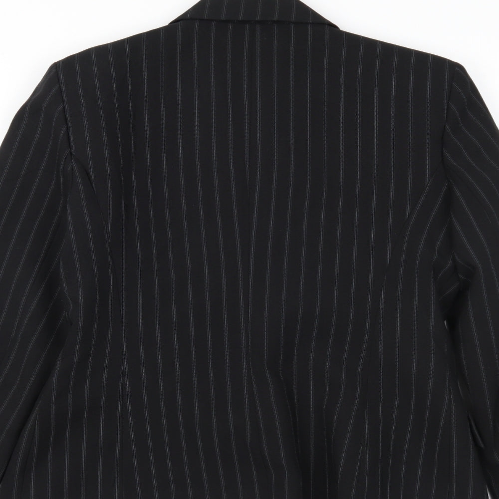 New Look Womens Black Striped Jacket Blazer Size 12