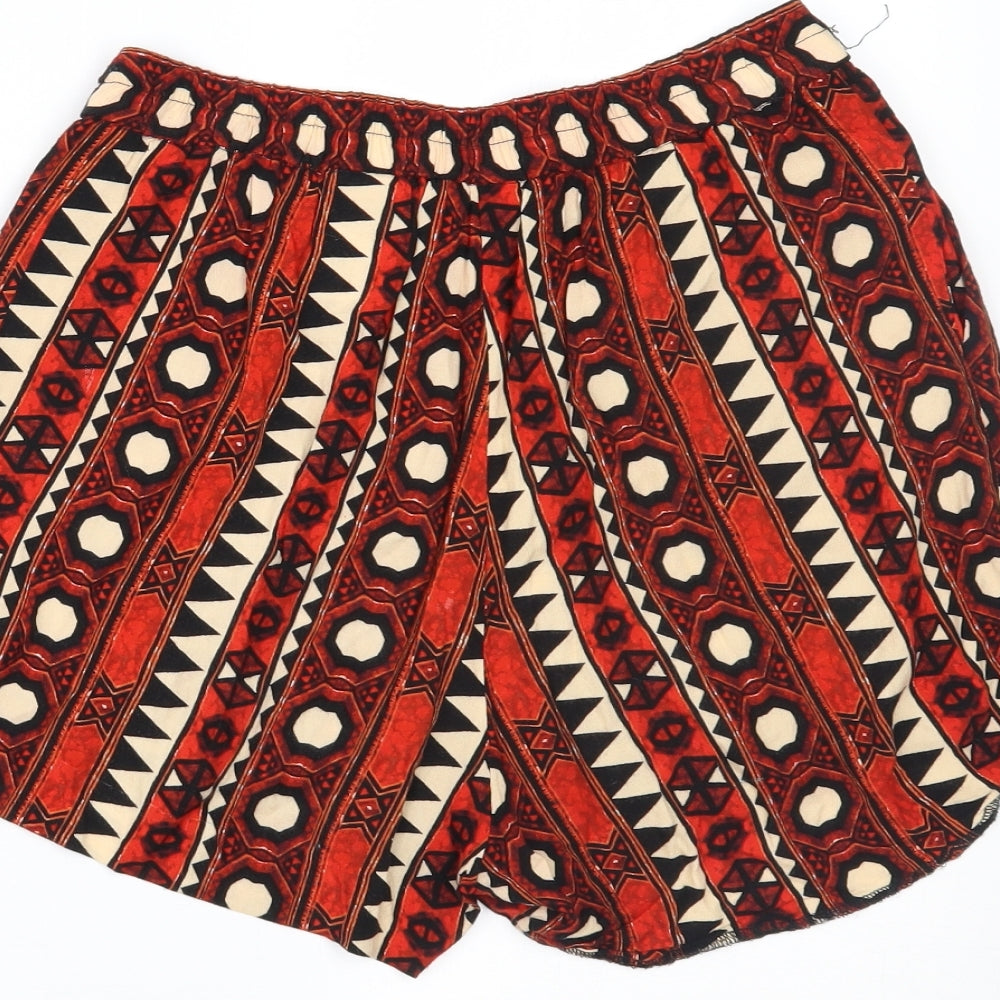 H&M Womens Multicoloured Geometric Paperbag Shorts Size 6