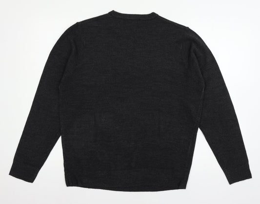 Hudson Har Mens Grey Knit Pullover Jumper Size M