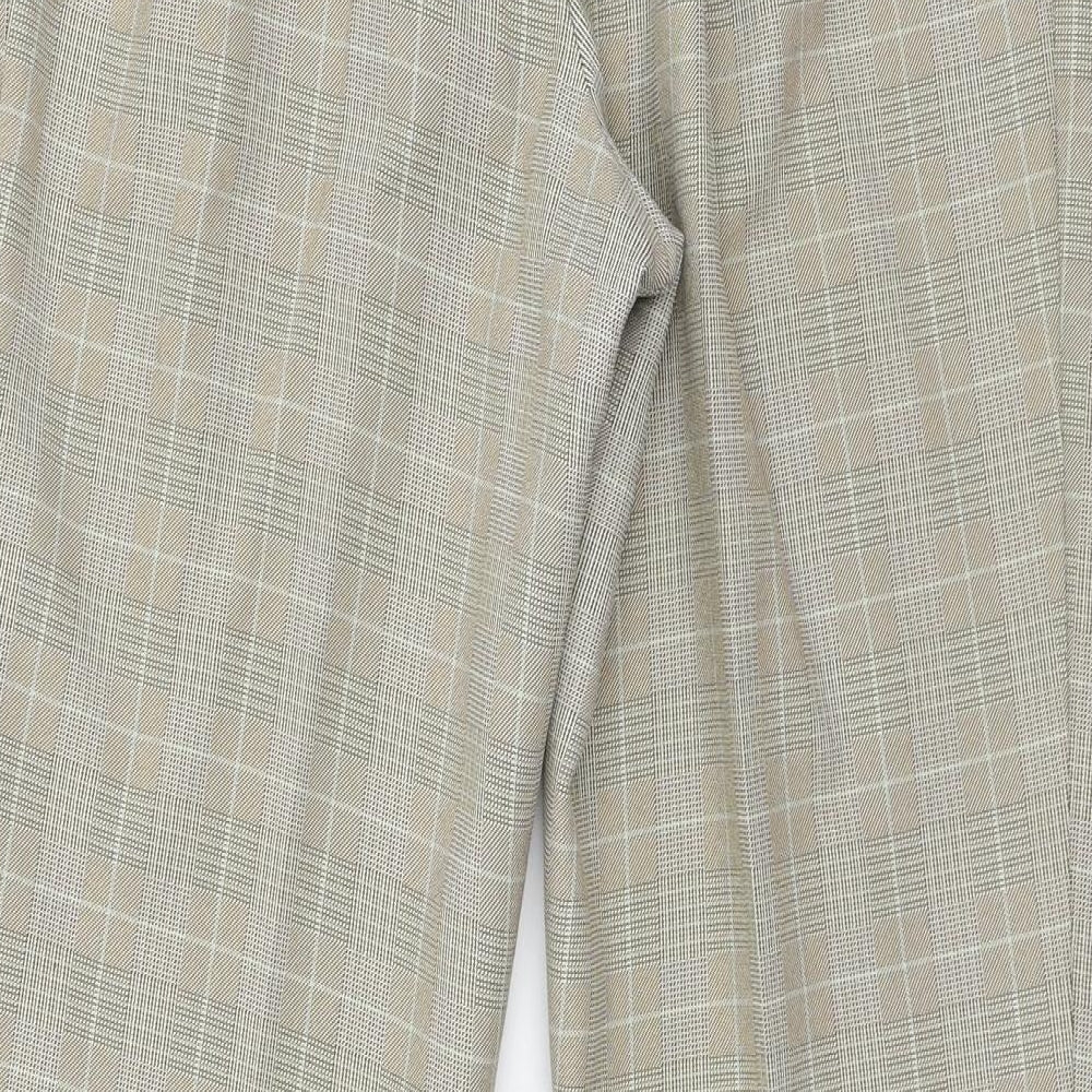 MArks Womens Beige Check Trousers Size 12 L30 in