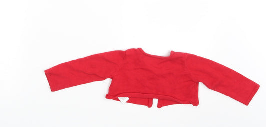 NEXT Girls Red Cardigan Jumper Size 6-9 Months - Collar to hem 6 in