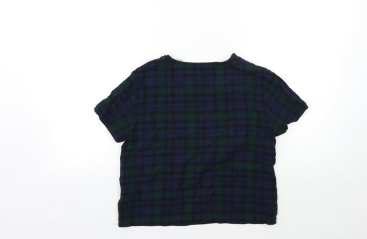 Jack Wills Womens Blue Check Basic T-Shirt Size 6