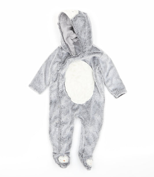 Asda George Boys Grey Solid Babydoll One Piece Size 3-6 Months