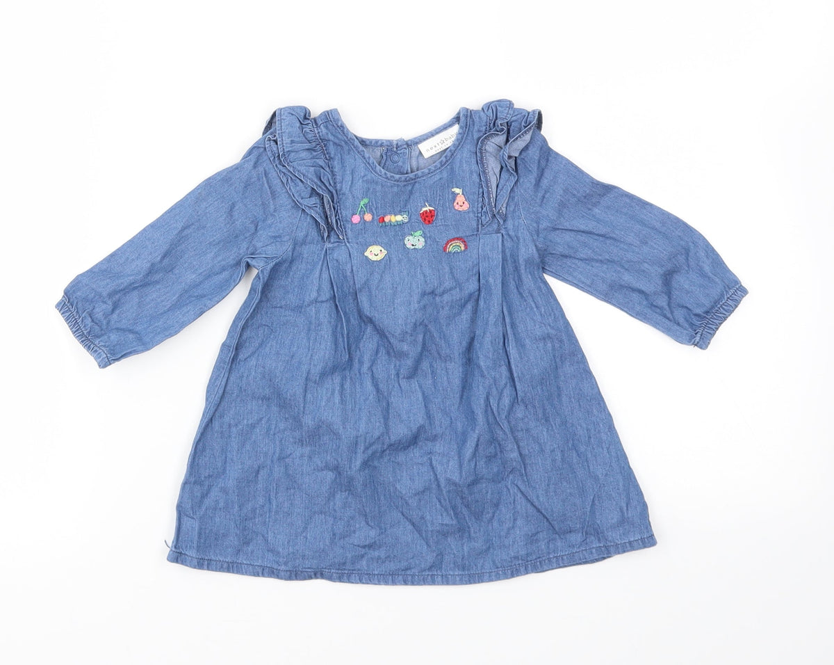 Additional front view of Next girls’ blue fit & flare, size 3-6, months
