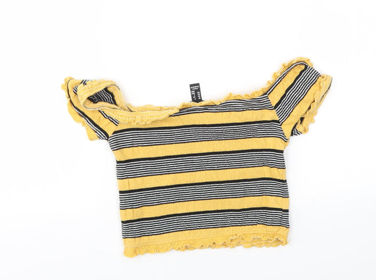 NEW LOOK Womens Multicoloured Striped Basic T-Shirt Size 6