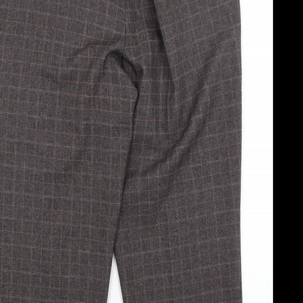 BM Womens Brown Check Cropped Trousers Size 16 L23.5 in