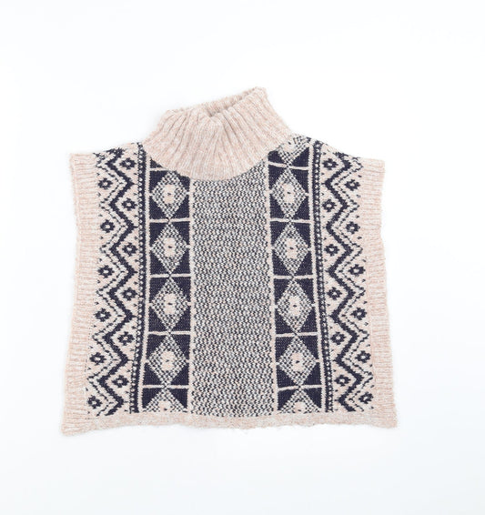 Matalan Girls Pink Geometric Knit Cape Jumper Size 5 Years