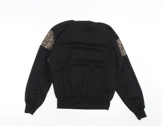 I SAW IT FIRST Womens Black Animal Print Pullover Sweatshirt Size 10