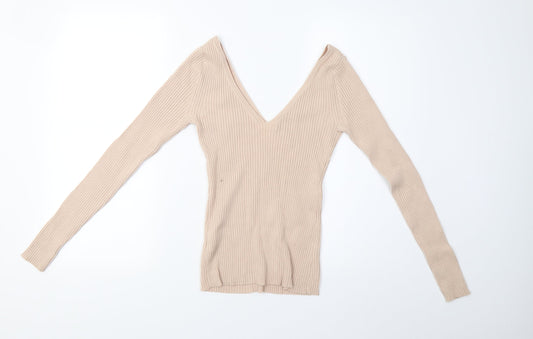 H&M Womens Beige Knit Pullover Sweatshirt Size S