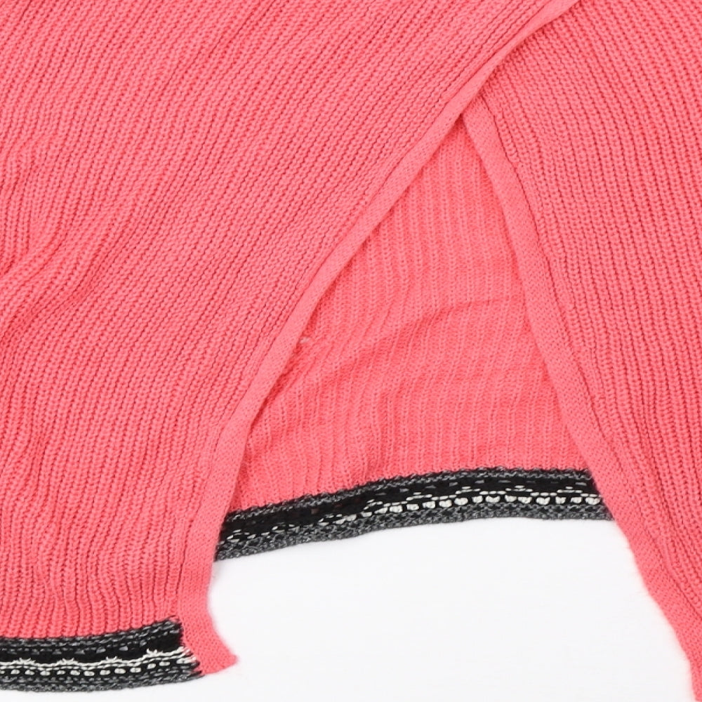 Brand and care label for TU women’s pink knit pullover sweatshirt, size UK 12