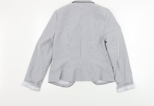 Atmosphere Womens Blue Striped Jacket Sport Coat Size 12