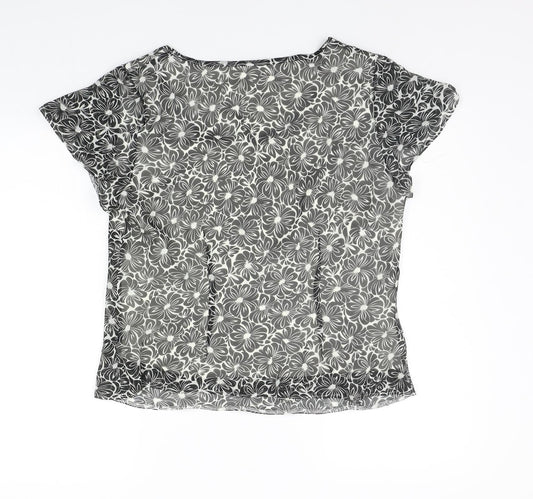 Special Collection Womens Grey Geometric Basic T-Shirt Size 12